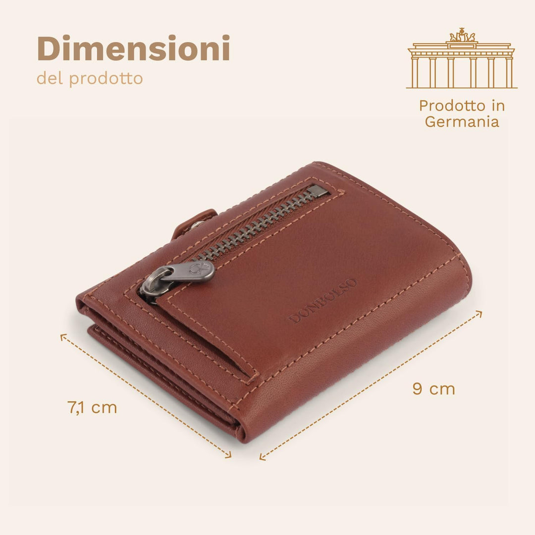 DONBOLSO Wallet NextGen Leder - Slim Wallet mit Münzfach - Geldbeutel mit RFID Schutz - Kartenetui b