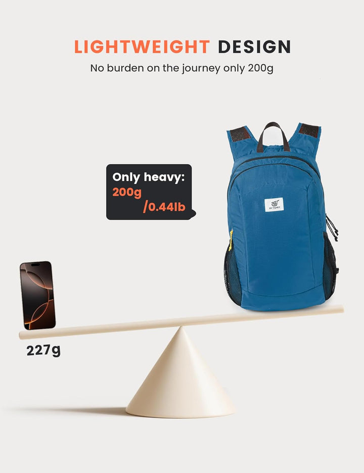 SKYSPER Faltbarer Rucksack 16L mit RFID-Schutz Wanderrucksack klein Rucksack Herren Damen für Wander