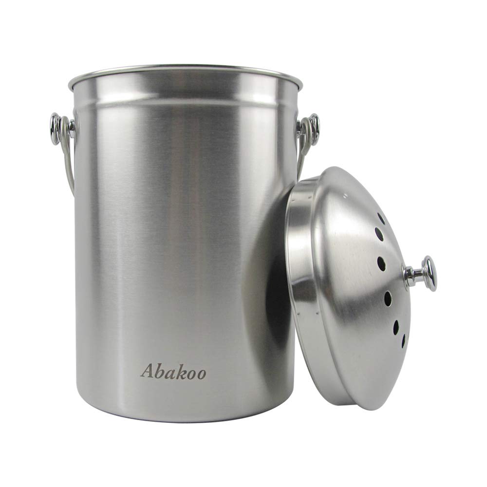 Abakoo Komposteimer für den Innenbereich, Küche, Komposteimer, 304 Edelstahl, Abfalleimer, Kücheneim