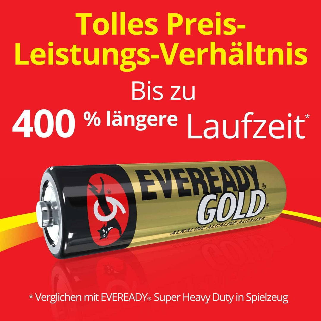 Eveready Gold Alkaline AA-Batterien 40 Stück, Langlebige Doppel-A-Batterien für Haushaltsgeräte + Go