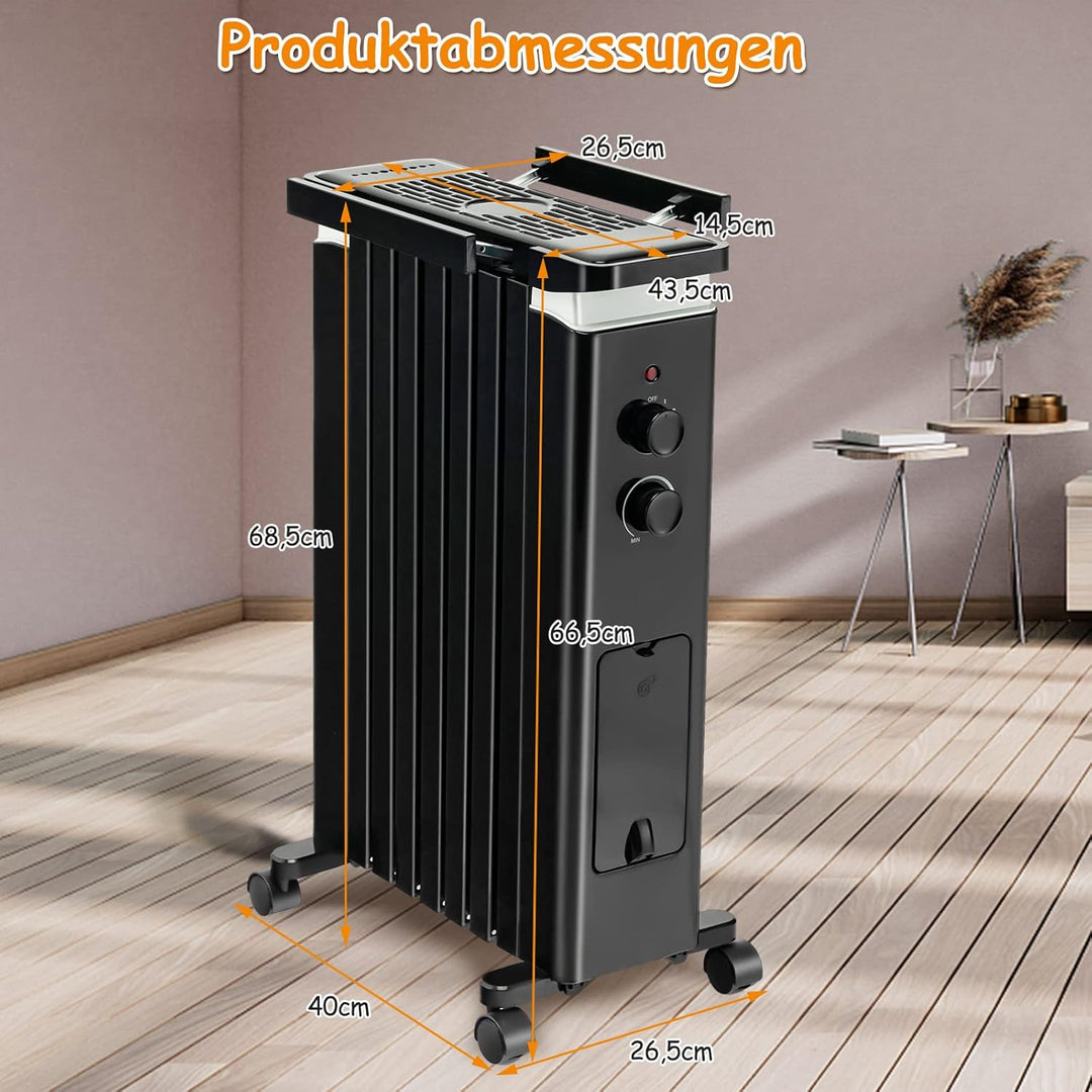 GOPLUS Ölradiator mit 3 Heizstufen, 5-35℃, elektrischer Heizkörper mit 7 Rippen, doppeltem Sicherhei