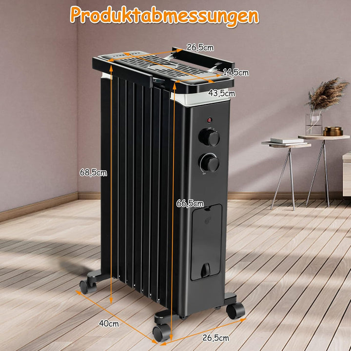 GOPLUS Ölradiator mit 3 Heizstufen, 5-35℃, elektrischer Heizkörper mit 7 Rippen, doppeltem Sicherhei