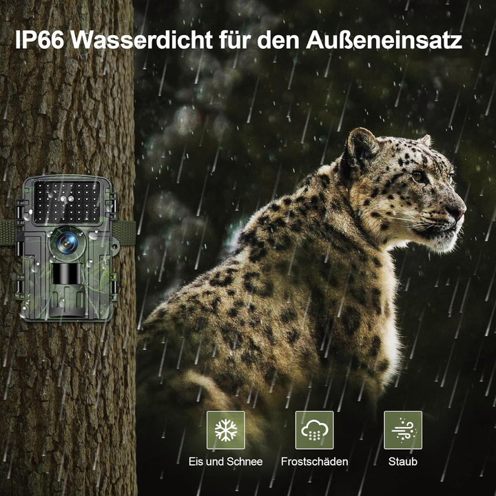 Wildkamera, 4K Video Wildtierkamera, 60MP Full HD WLAN mit Handyübertragung APP, Bewegungssensor, Na