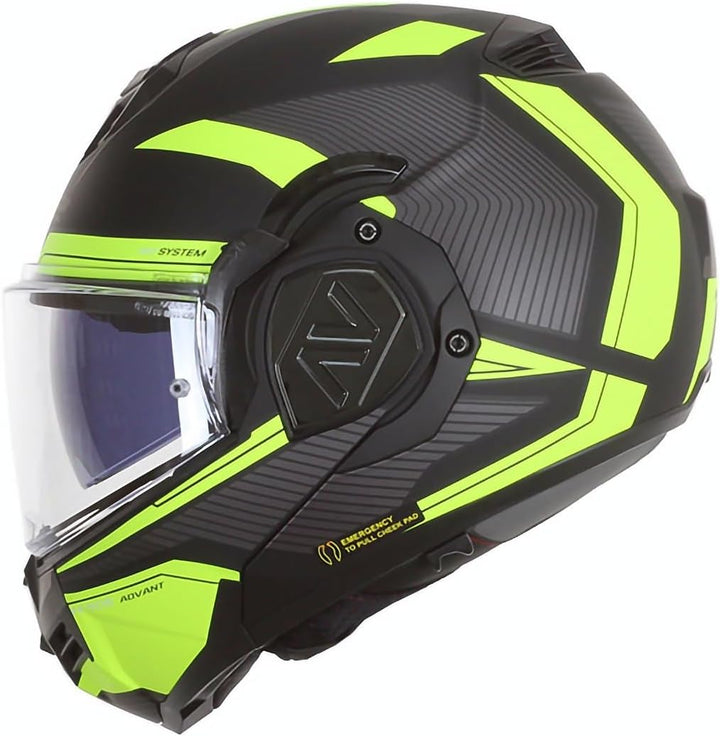 LS2, Klapphelm Motorrad ADVANT REVO Black H-V Yellow, XXXL 3XL, 3XL