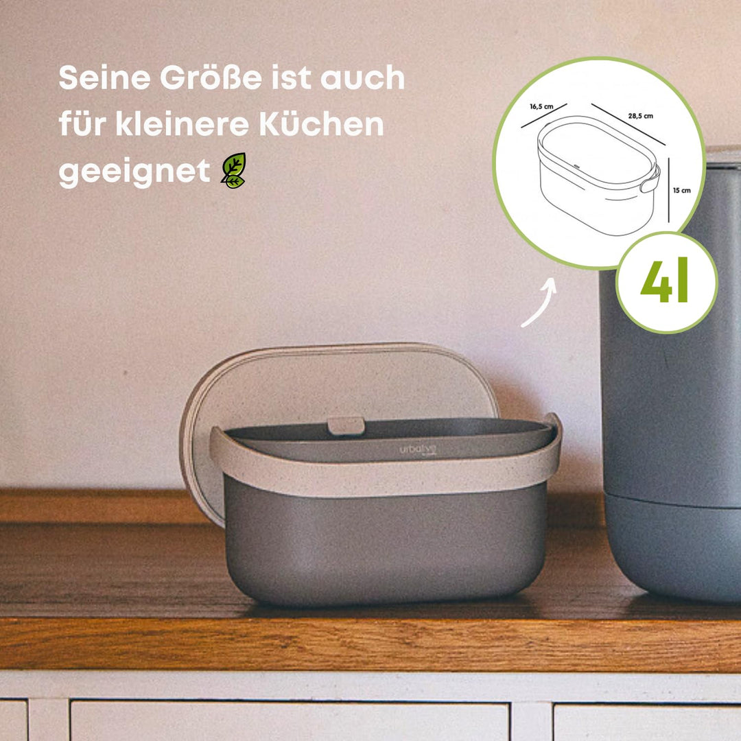Urbalive Design Biomülleimer Küche 4L - Komposteimer Küche mit Deckel - Kleiner Mülleimer für alltäg