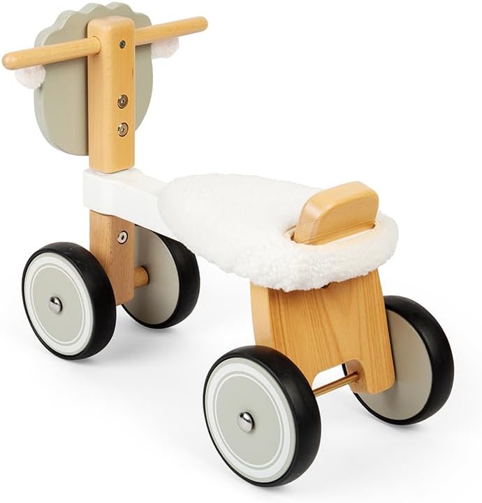 Bigjigs Toys Schiebeschaf, Mein erstes Laufrad für Kleinkinder, Holz-Dreirad Baby