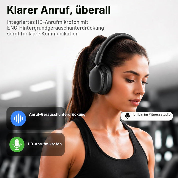 Over Ear Kopfhörer Bluetooth mit High-Resolution Audio, 100 Std. Akkulaufzeit, faltbare Bluetooth 5.