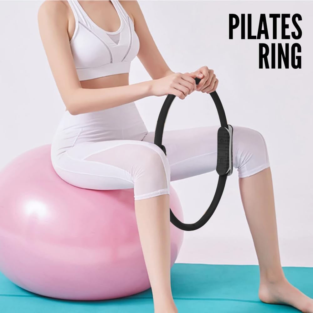 Pilates-Ring mit doppeltem rutschfesten Griffen-Pilatesring für Bauch, Beine, Po Übungen. Yoga Ring-