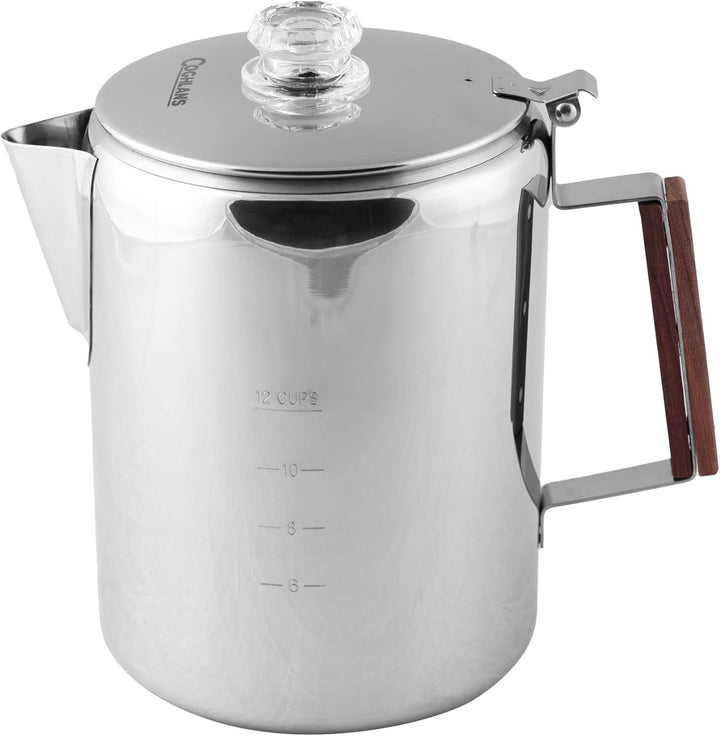 Coghlans Unisex – Erwachsene Coffee Pot Edelstahlkanne 12 Tassen Silber, 12 Tassen Silber
