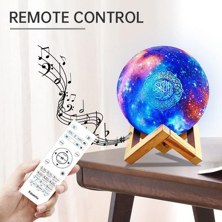 OBEST Quran Lautsprecher Koran, 3D Mondlampe, muslimischer Bluetooth-Player, mit 7 Farben, Touch-Far