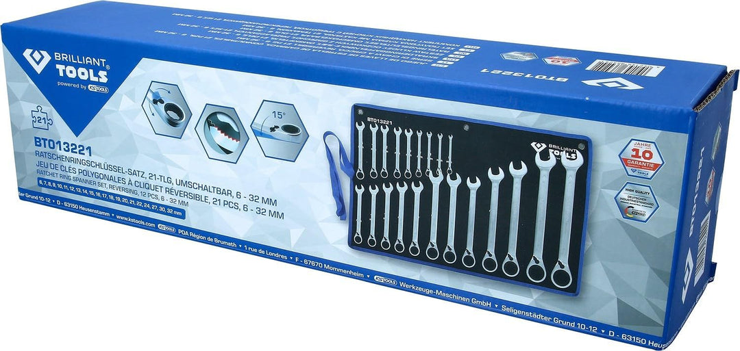 KS TOOLS Ratschenringschlüssel-Satz, 21-tlg, umschaltbar, 6 - 32 mm 21-tlg. Satz, 21-tlg. Satz