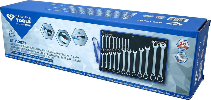 KS TOOLS Ratschenringschlüssel-Satz, 21-tlg, umschaltbar, 6 - 32 mm 21-tlg. Satz, 21-tlg. Satz