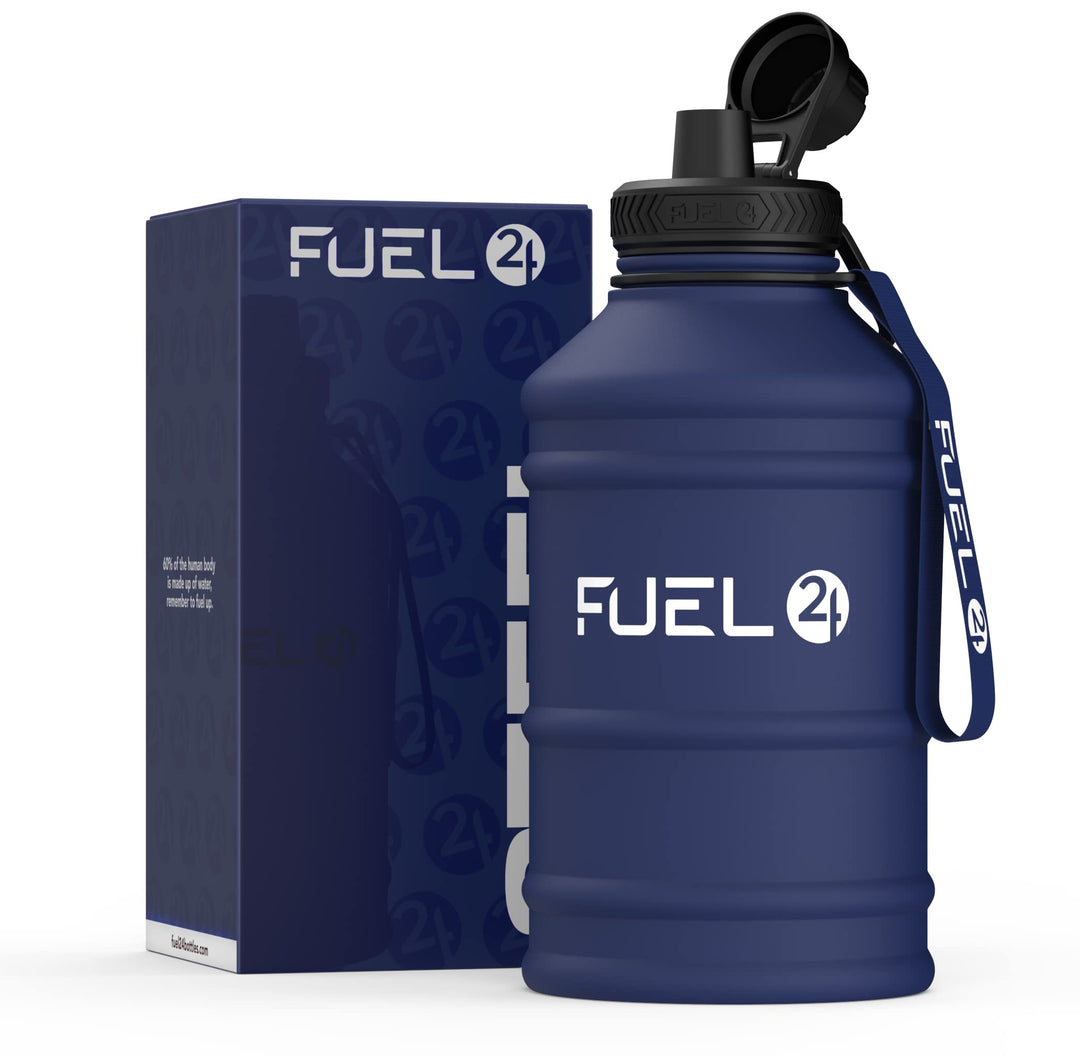 Fuel24 Edelstahl-Krug – 1,3 oder 2,2 Liter Wasserflasche – extra stark, BPA-frei, auslaufsicher – gr