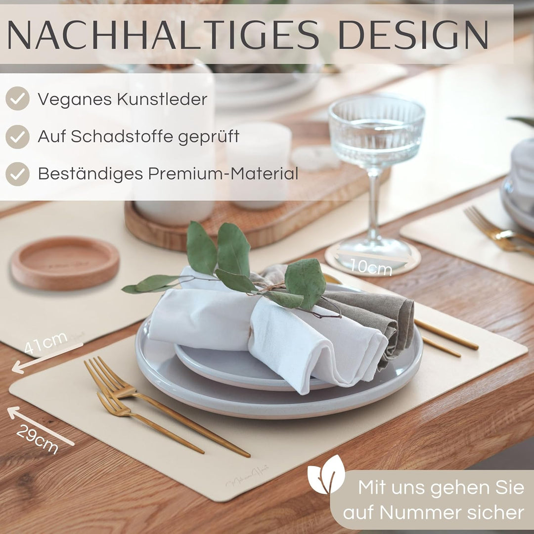 Mahewa® 6er Set Premium Tischset aus Kunstleder - Platzset abwaschbar und wasserdicht - Platzdeckche