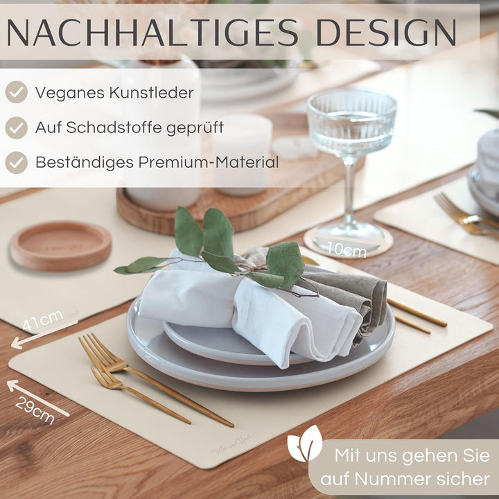 Mahewa® 6er Set Premium Tischset aus Kunstleder - Platzset abwaschbar und wasserdicht - Platzdeckche