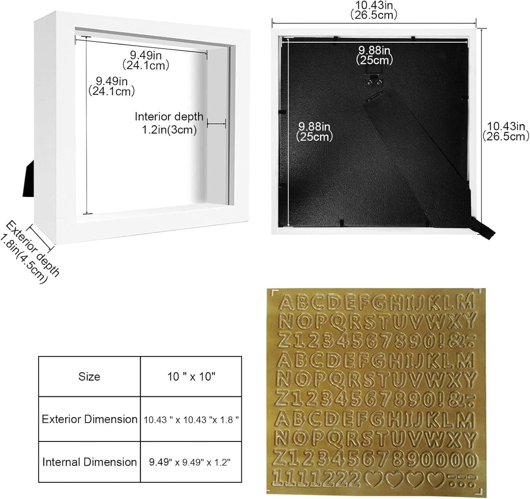 sunmeg 2Pcs 3D Bilderrahmen zum Befüllen 25 x 25cm Bilderrahmen Tief 3D Objektrahmen Hölzern bis 3cm