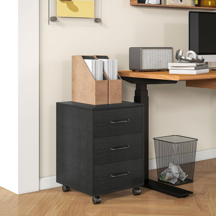 HOMCOM 3-Schubladen-Aktenschrank, Mobiler Aktenschrank für Home Office, Kleiner rollender, Druckerst