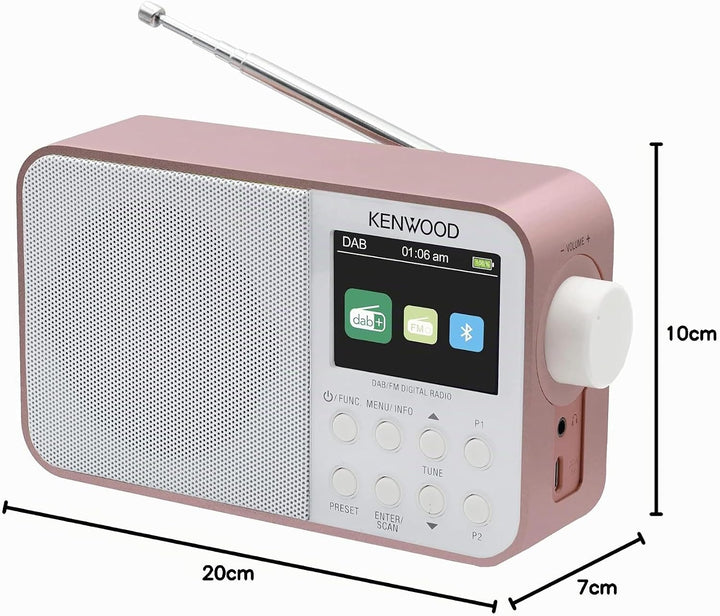 Kenwood CR-M30DAB-R - Tragbares DAB+ Radio mit Bluetooth, integriertem Akku &amp; 6,1cm Farbdisplay, Ros