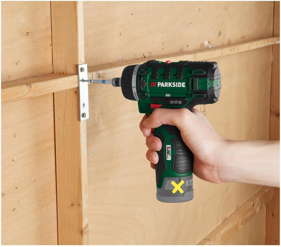 Parkside Akku-Bohrmaschine PBSA 12 X12V, Spindelverriegelung, LED, im Koffer (ohne Ladegerät und Akk