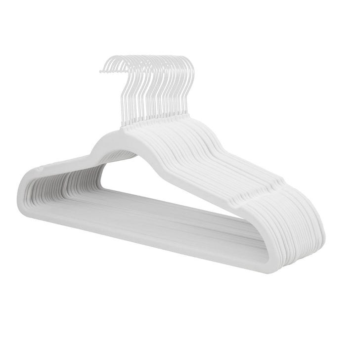 ManGotree Weisse Samt-Kleiderbügel mit 360° Drehbarem Weissem Haken, rutschfeste Filz-Anzugbügel, Pl