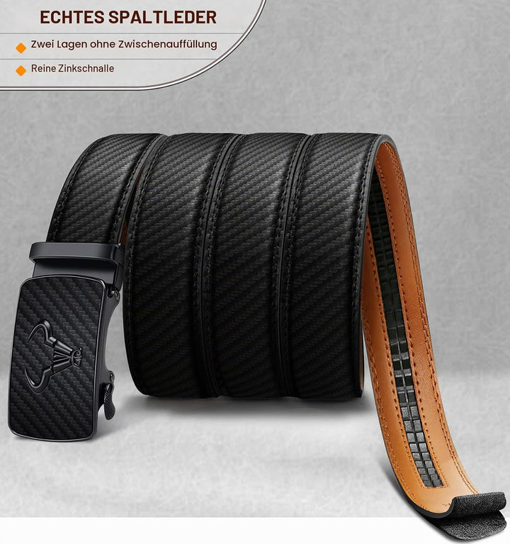 KEMISANT Gürtel Herren, Ledergürtel Ratsche Automatikschliesse für Herren Business Anzug,Breit 35mm,