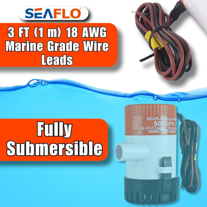 LIGHTEU Seaflo 12v 500 GPH Bilge Pump by Seaflo