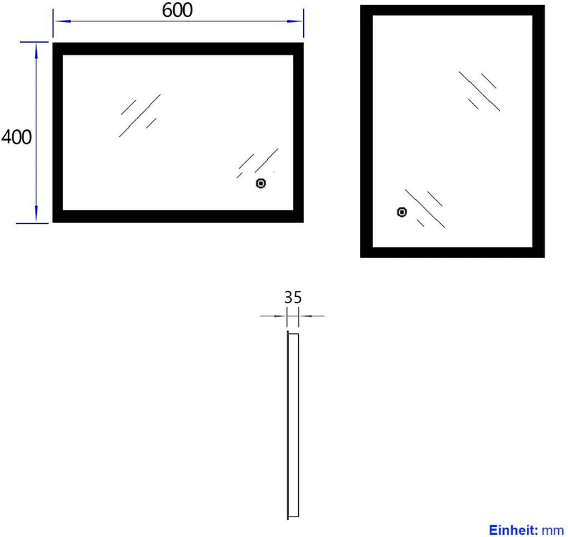 EMKE LED Badspiegel 40x60cm Badezimmerspiegel mit Beleuchtung kaltweiss Lichtspiegel Wandspiegel mit