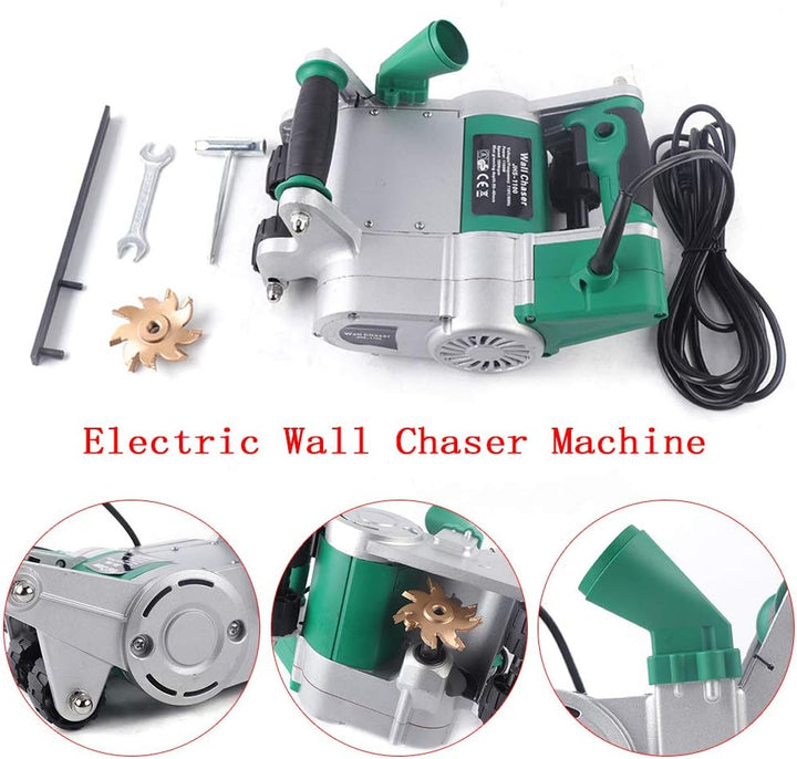 Wandschlitzmaschine 1100W 220V Mauerfräse Grün Aluminiumlegierung Elektrische Wandschlitzmaschine, 3