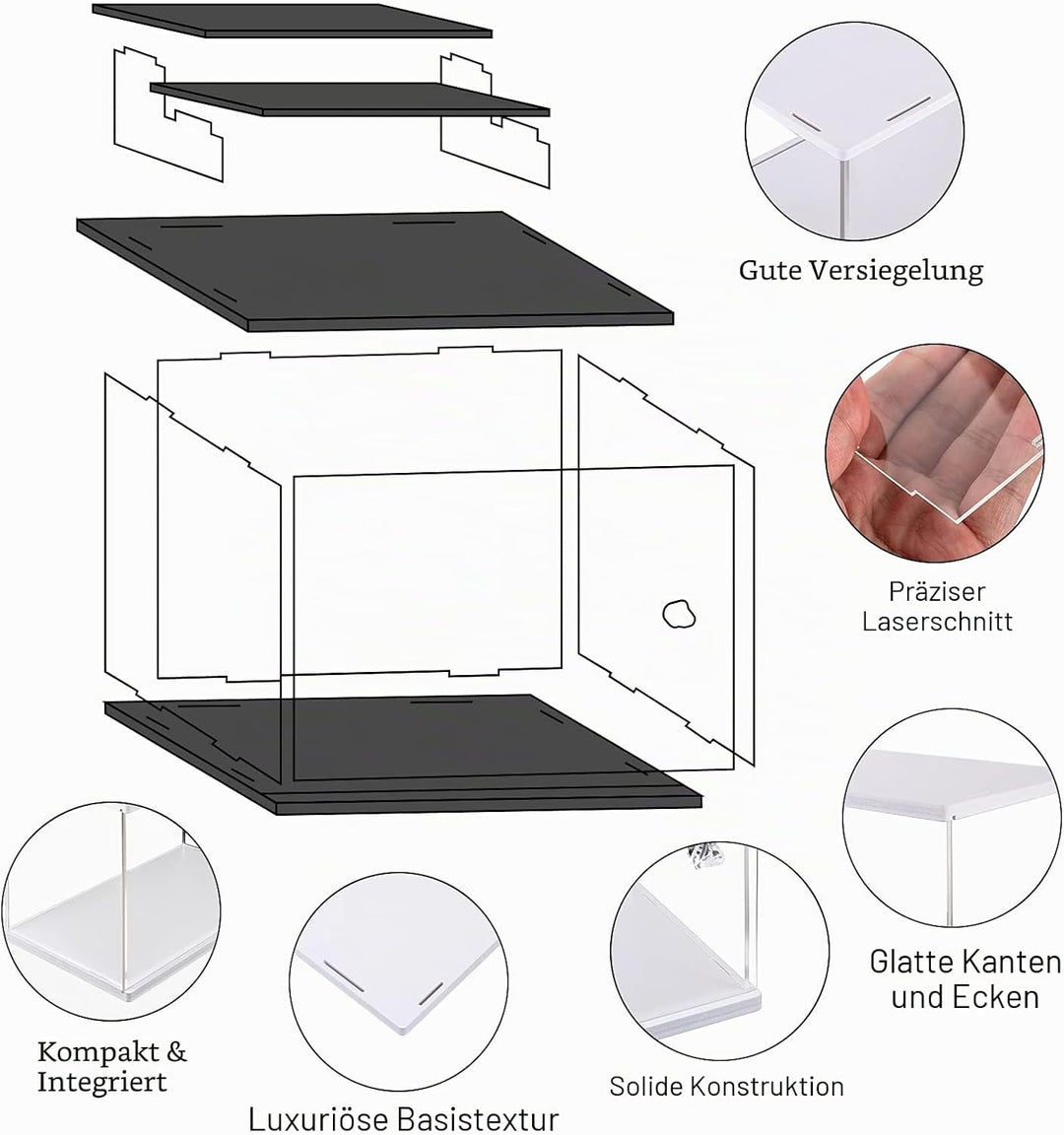 LileZbox Acryl-Display-Feld, Transparentes Display-Feld mit Anzeigeständer(31.5x18x21.8 cm 12.5 X 7