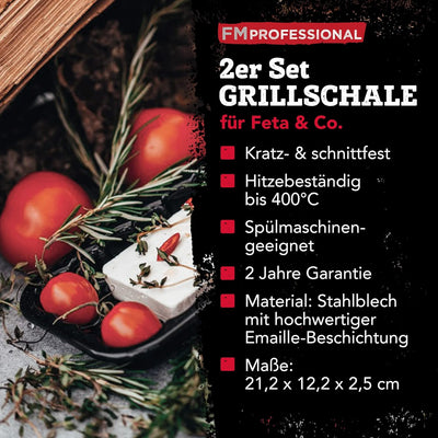 FMprofessional 2X Grillschale aus emailliertem Edelstahl by Fackelmann – Wiederverwendbare Schale fü