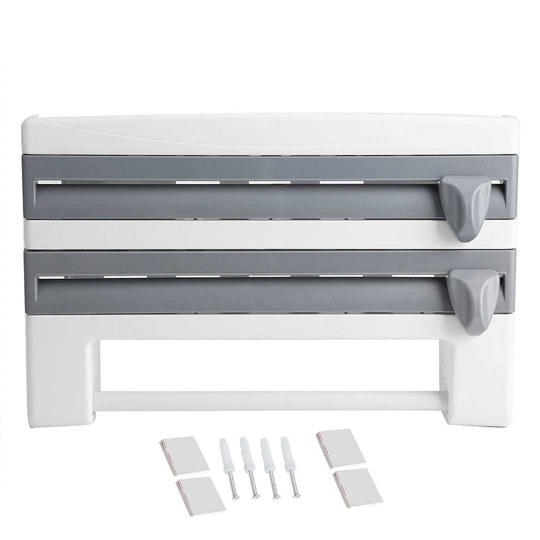 3-Fach Wandrollenhalter, Schneidabroller Küchenrollenhalter Papierrollenhalter für 3 Rollen Foliensc