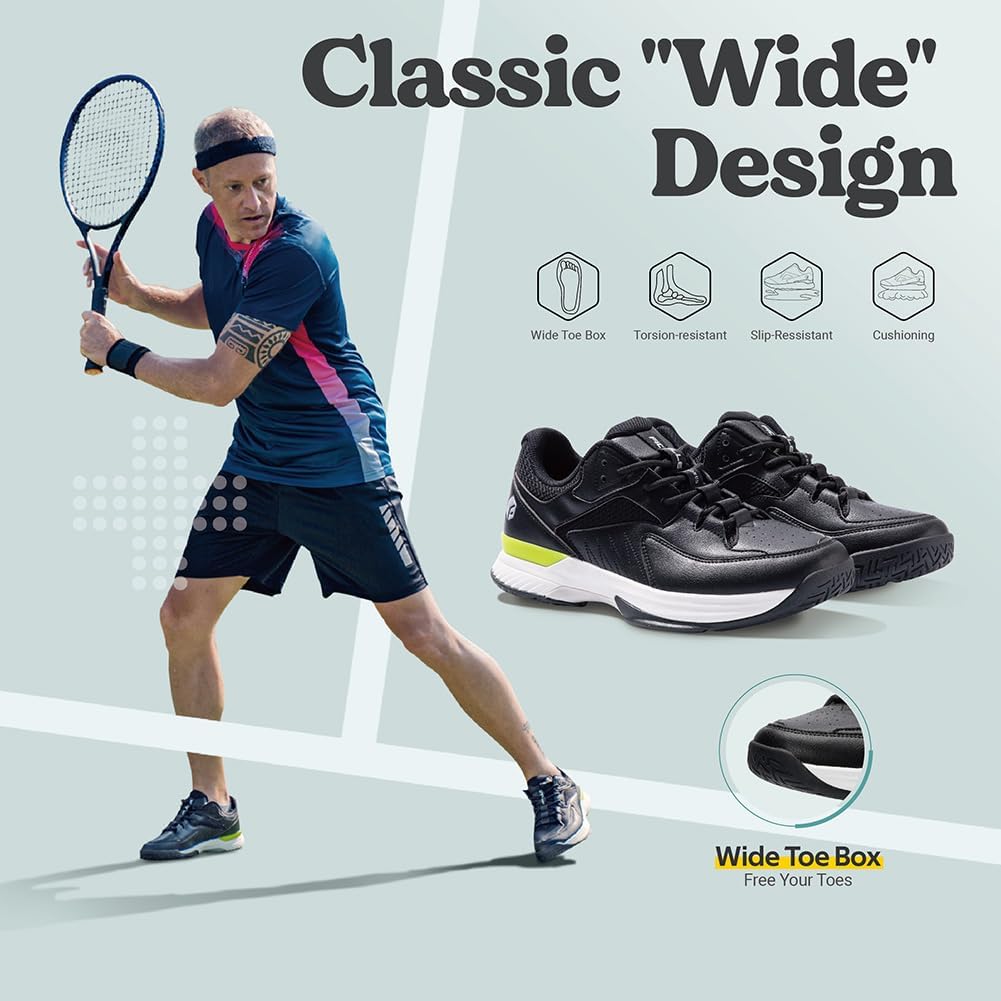 FitVille Extra Weit Tennisschuhe Herren Breit Hallenturnschuh Atmungsaktiv Training Schuhe für Tenni