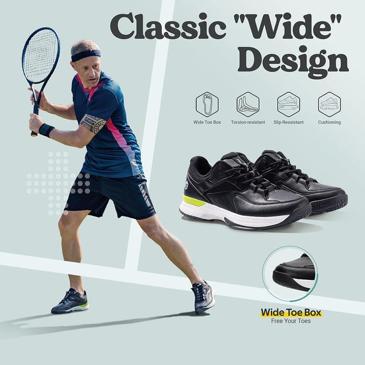 FitVille Extra Weit Tennisschuhe Herren Breit Hallenturnschuh Atmungsaktiv Training Schuhe für Tenni