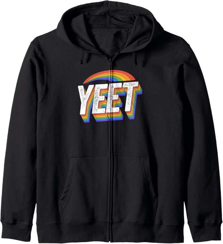 Yeet Funny Gay Pride Funny Meme Retro Distressed Grunge Kapuzenjacke