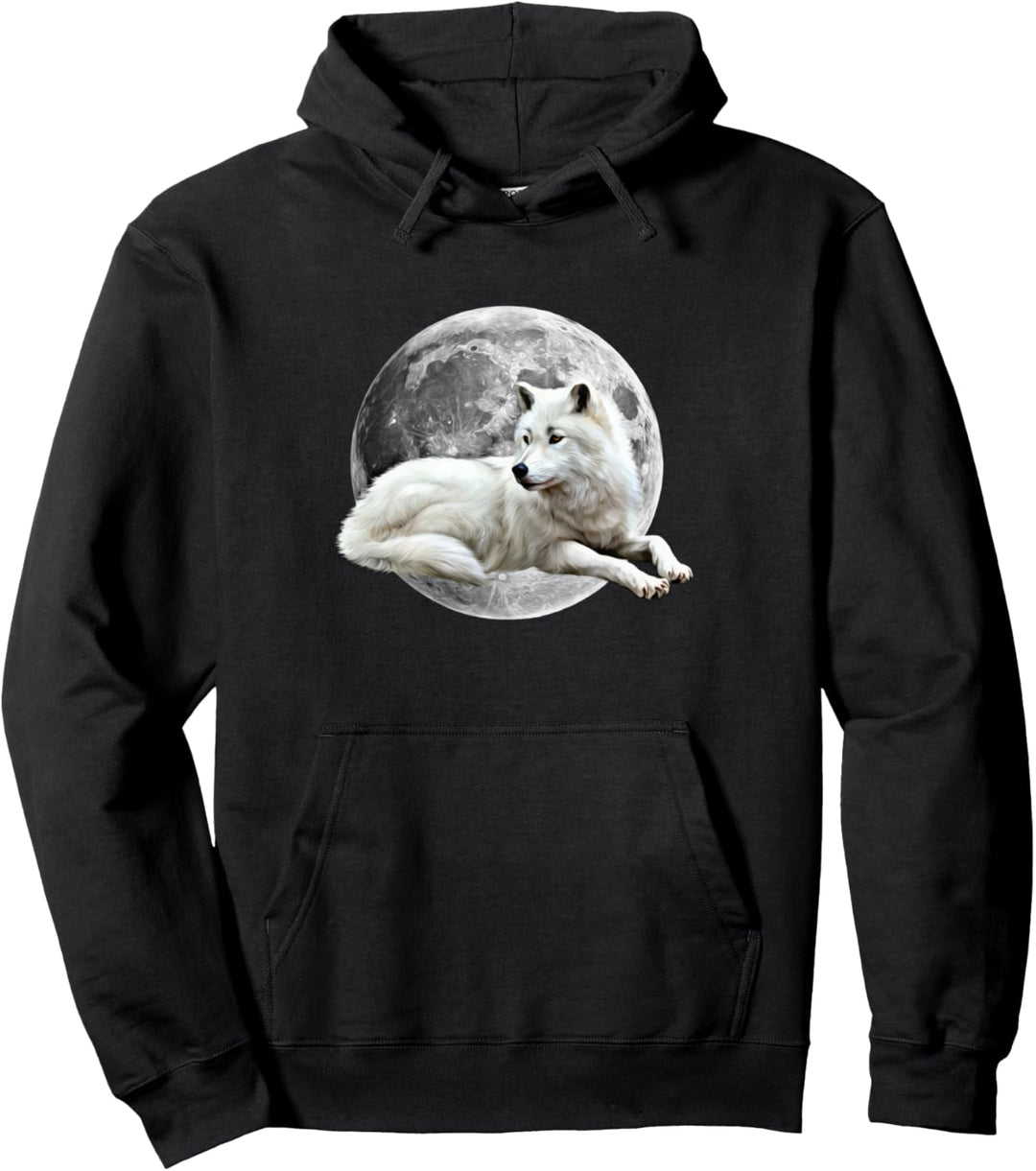 Wolf Motiv Vollmond Wölfe Lupus Rudel Mond Tiere Raubtier Pullover Hoodie