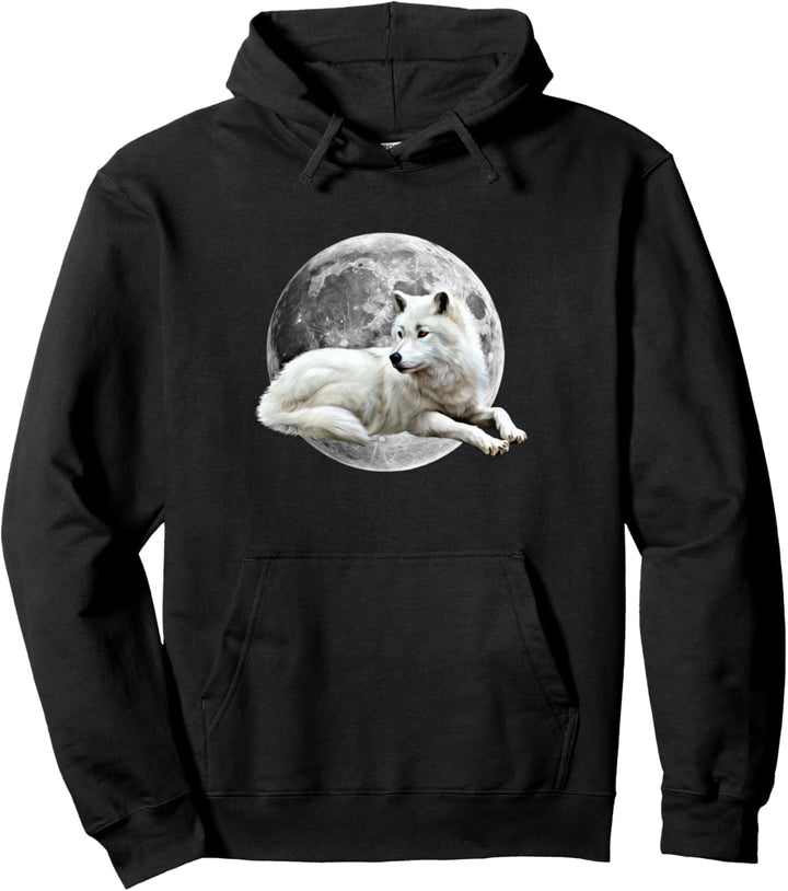 Wolf Motiv Vollmond Wölfe Lupus Rudel Mond Tiere Raubtier Pullover Hoodie
