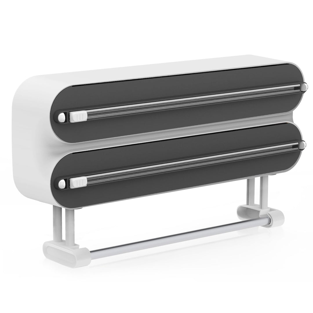 3 in 1 Frischhaltefolienspender mit Cutter, Küchenrollenhalterung mit Küchenrollenhalter, Alufoliens