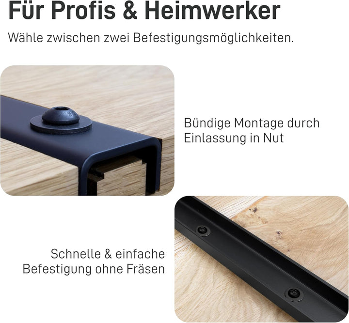 3x Gratleiste U-FORM massiver Unterzug für Tischplatten, Tischbeschlag, Unterstützungsunterzug, Vers