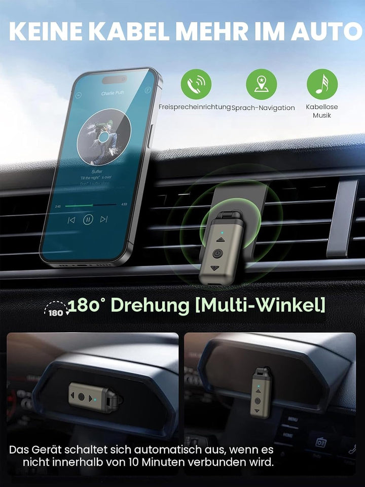HVMLAK Air88 Aux Bluetooth 5.3 Adapter Auto, Empfänger mit Rotierbarem 3.5 Klinke, für Home Stereo,