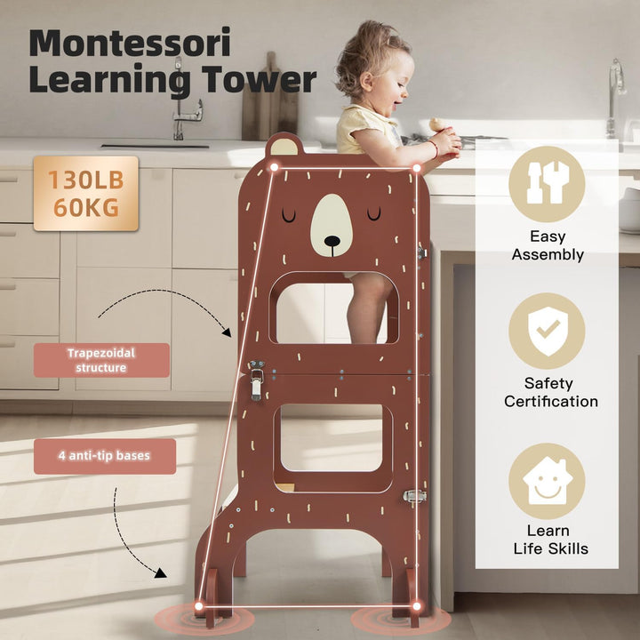 labebe lernturm ab 1 Jahr, Grossformat Montessori Lernturm klappbar, 3 in 1 Multifunktion Learning T