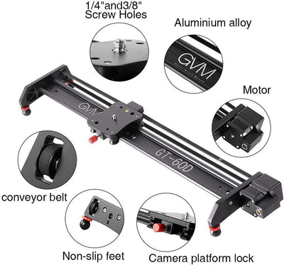 GVM Kamera Slider Motorisiert, 60cm Aluminiumlegierung Fotografie Video Slider, Kameraschlitten Pano