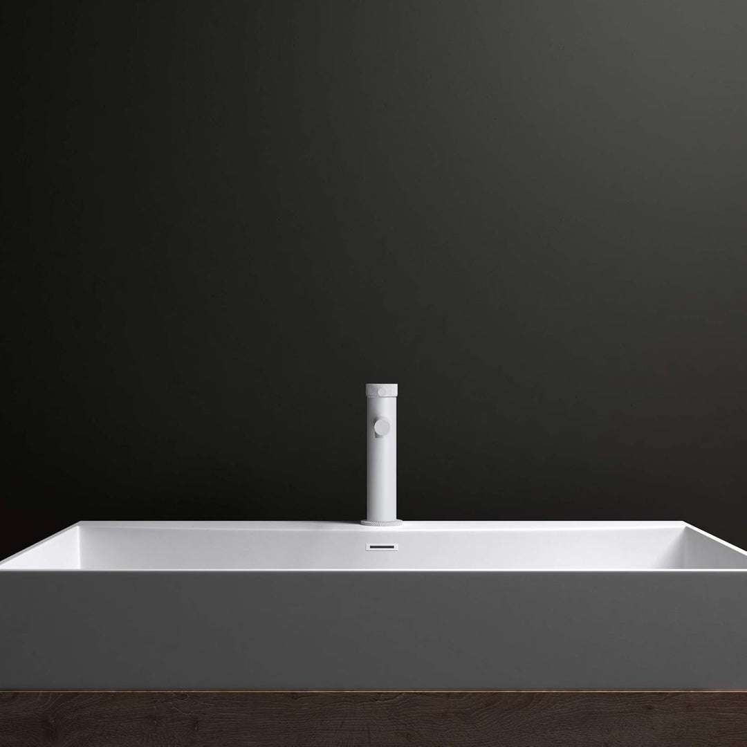 Mai & Mai Wasserhahn Bad Waschtischarmatur Weiss 18,1 cm hoch | Einhebelmischer Badarmatur, Waschbec
