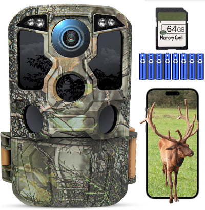 KJK Wildkamera WLAN 4K 84MP mit 64GB Speicherkarte, Wildtierkamera mit Nachtsicht, 0.05s Auslöser Be