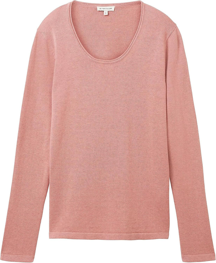 TOM TAILOR Damen Basic Pullover mit Rundhalsausschnitt XXL 24560-blush Rose Melange, XXL 24560-blush