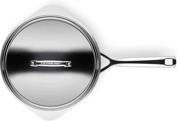Le Creuset Toughned Antihaft-Bratpfanne mit Ausgiessern und Deckel, 24 x 8,5 cm, silber, 51101240013