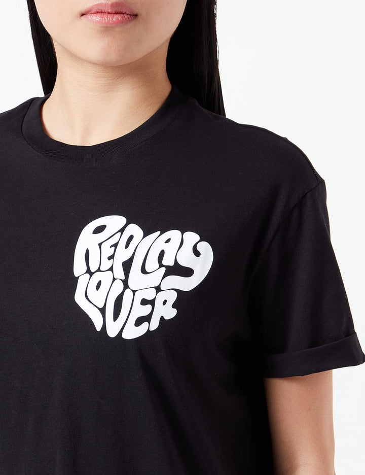 Replay Damen T-Shirt Kurzarm Replay Lover S Black 098, S Black 098
