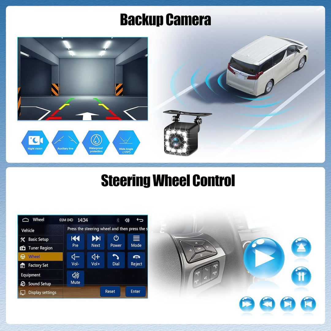 CAMECHO Autoradio 1 Din Wireless CarPlay mit 6 Zoll Bildschirm Android Auto Radio Touchscreen mit Bl
