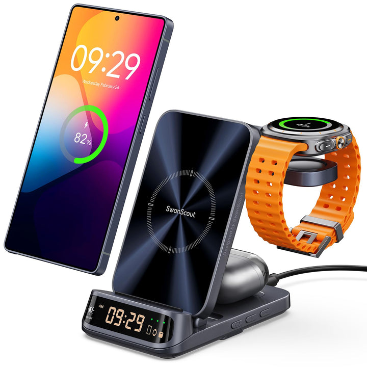 SwanScout Induktive Ladestation, Wireless Charger für Samsung Galaxy S25 Ultra/S25+/S25/Z Fold/Z Fli