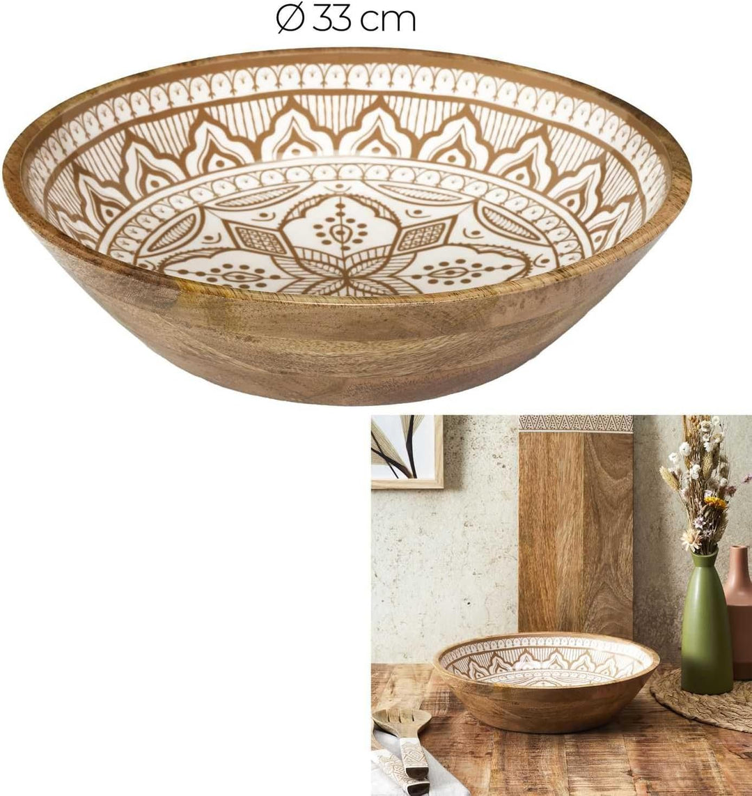 HOME DECO FACTORY, KA0570, Dune Mango Wood Terracotta Salad Bowl, Elegant and Modern Design, Ideal f