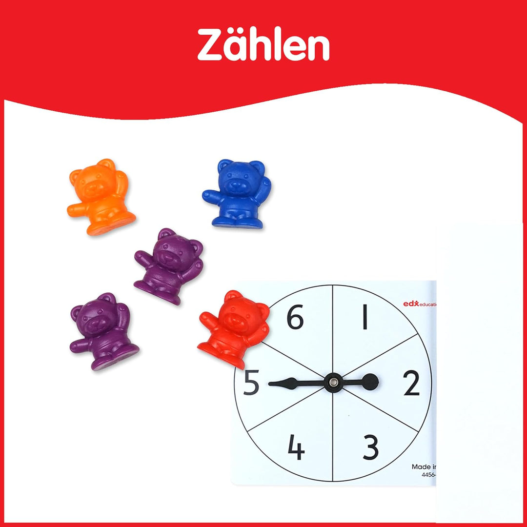 edxeducation Counting Bears mit passenden Schalen, Mathe Lernmittel | 68er Set, 60 Bärenzähler, 6 Sc